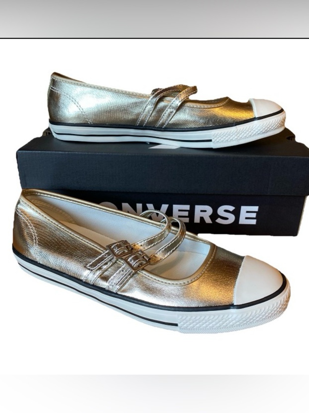 Converse CTAS Dainty Mary Jane OX Womens Size 8 Gold Metallic Double Strap New